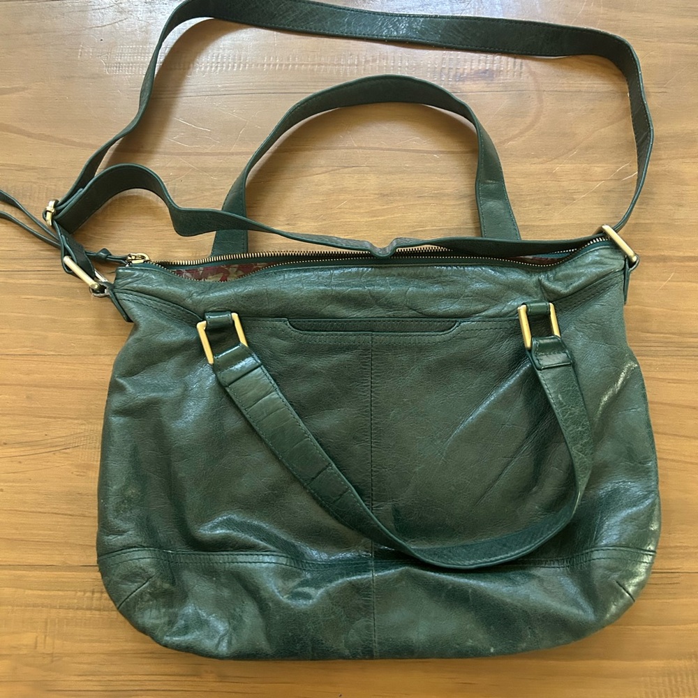 HOBO Dark Green Leather Shoulder Bag - Versatile Everyday Carry